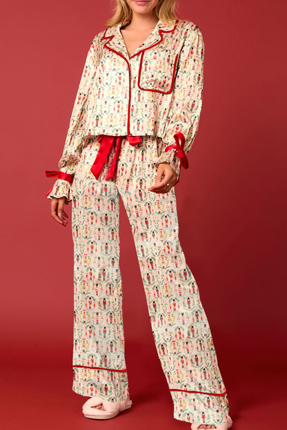 Khaki Nutcracker Long Sleeve Christmas Pajama Sets