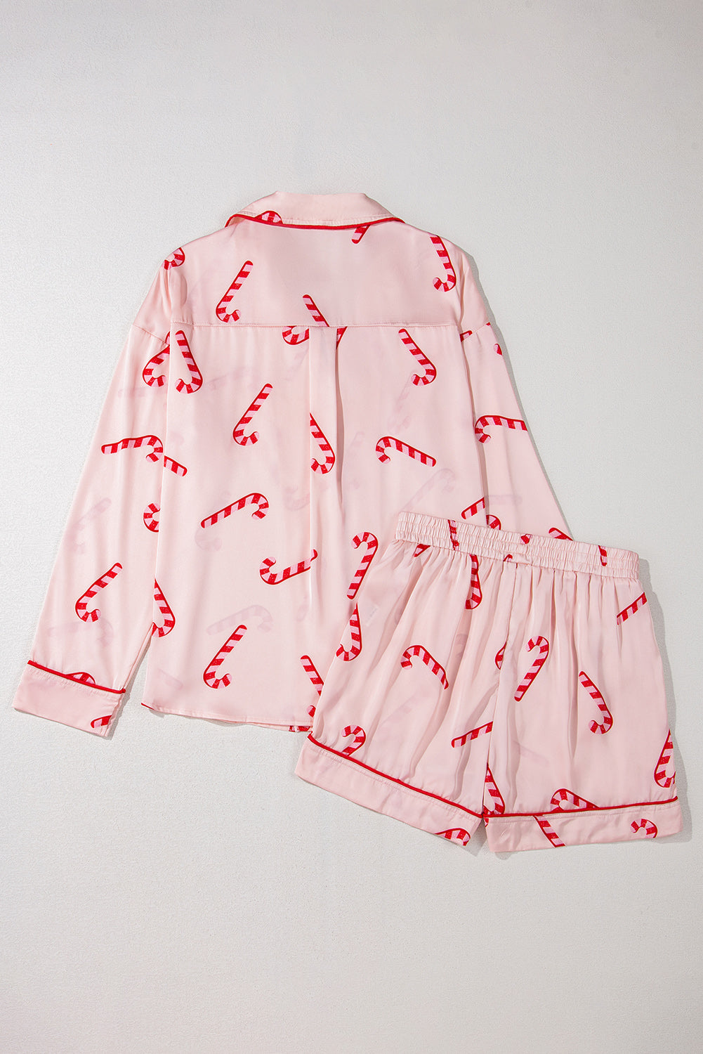 Pink Candy Cane Print Christmas Pajama Set