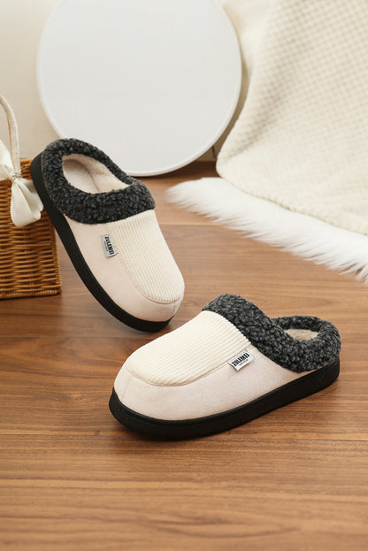 White Plush Lined Winter Warm Slippers(back-order Estimated Shipping Date：11/30/2024)