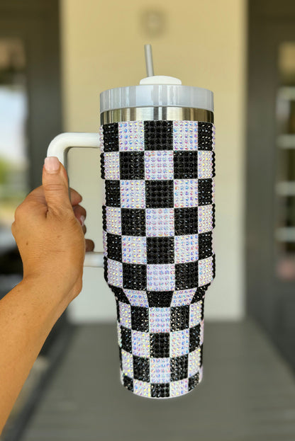 Ginger 40oz Rhinestone Checkered Tumbler Cup