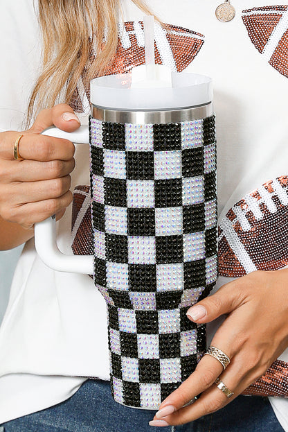 Ginger 40oz Rhinestone Checkered Tumbler Cup