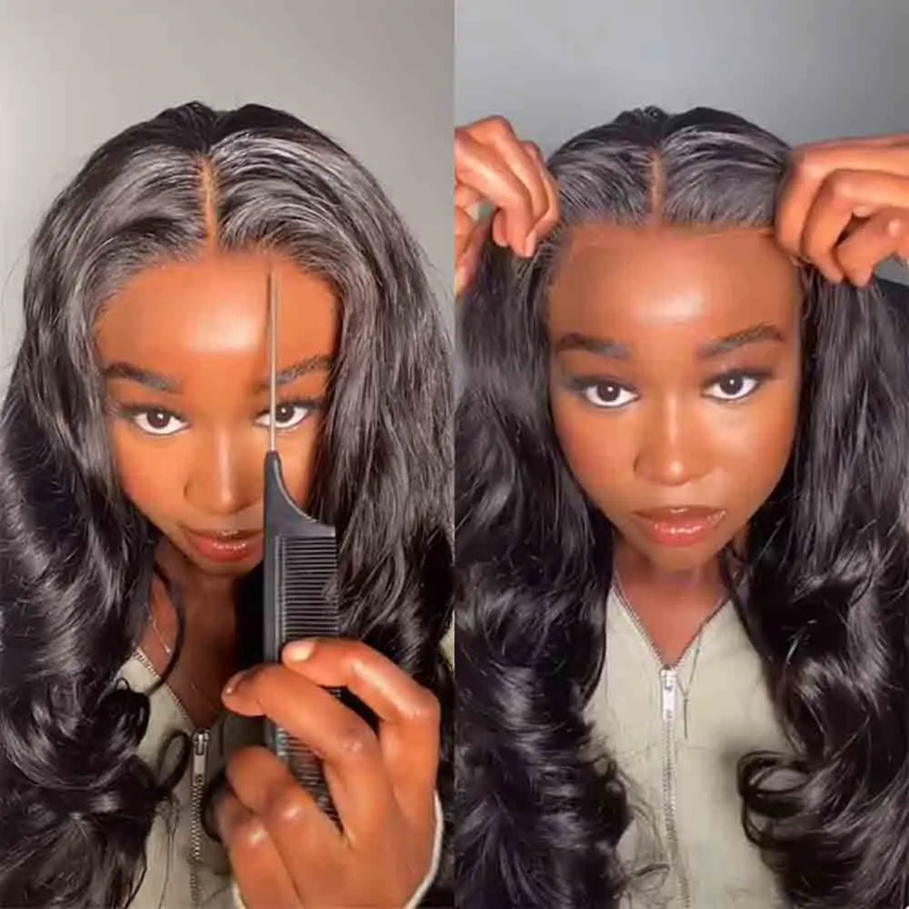 Super Double Drawn 250% Density Loose Wave 13X6 Transparent Lace Front Glueless Wig Human