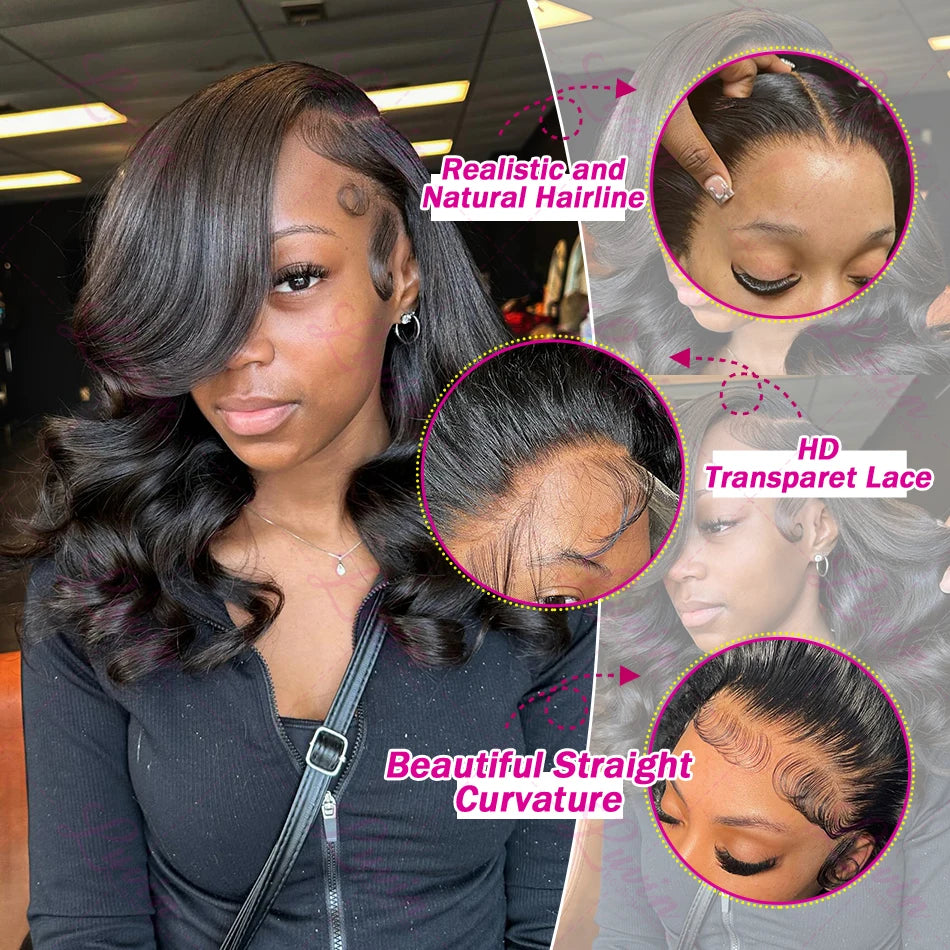 5x5 Glueless Wig Human Hair Water Wavy Transparent Lace Closure Wig 250% Body Wave 13x4 13x6 Short Bob Lace Front Wigs