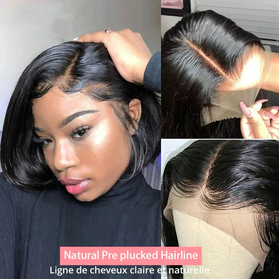 13x4 Straight Lace Frontal Bob Wig Pre Plucked 4x4 Human Hair Wigs Brazilian Remy Bone Straight Short Bob Wig