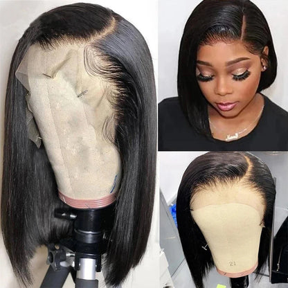 13x4 Straight Lace Frontal Bob Wig Pre Plucked 4x4 Human Hair Wigs Brazilian Remy Bone Straight Short Bob Wig