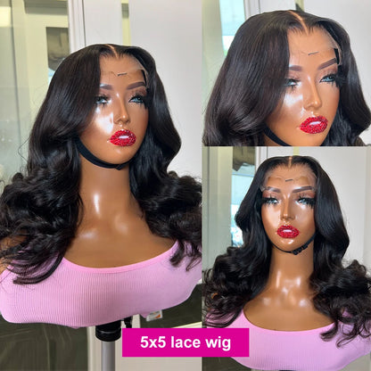 5x5 Glueless Wig Human Hair Water Wavy Transparent Lace Closure Wig 250% Body Wave 13x4 13x6 Short Bob Lace Front Wigs