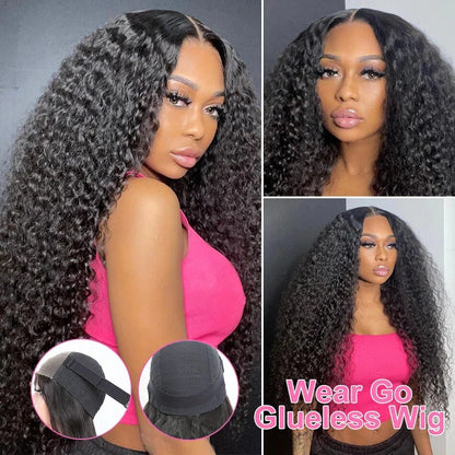 250% Deep Wave 13x6 Lace Frontal Human Hair Wigs Transparent Brazilian Remy 30 40 Inch