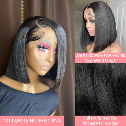 13x4 Straight Lace Frontal Bob Wig Pre Plucked 4x4 Human Hair Wigs Brazilian Remy Bone Straight Short Bob Wig