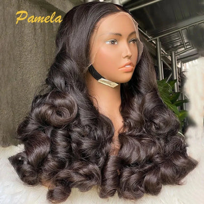 Super Double Drawn 250% Density Loose Wave 13X6 Transparent Lace Front Glueless Wig Human