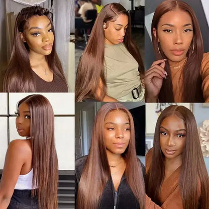 Brown 13x6 HD Lace Frontal Wig 13x4 Straight Human Hair Wigs