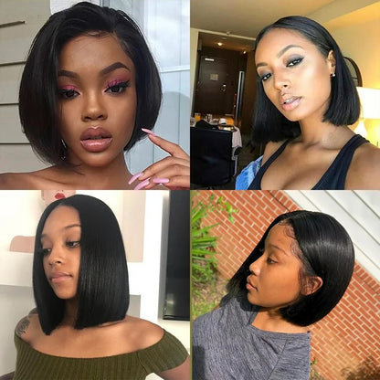 13x4 Straight Lace Frontal Bob Wig Pre Plucked 4x4 Human Hair Wigs Brazilian Remy Bone Straight Short Bob Wig