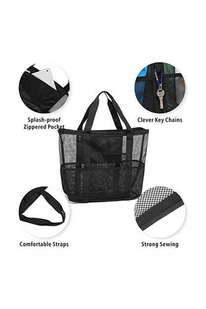 Black Mesh Travel Toiletry Storage Large Capacity Bag