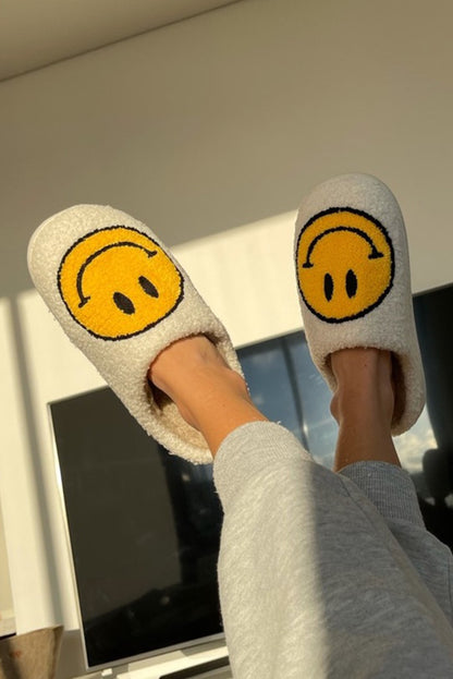 Pink Smile Face Print Non-slip Plush Home Slippers(back-order Estimated Shipping Date：11/30/2024)