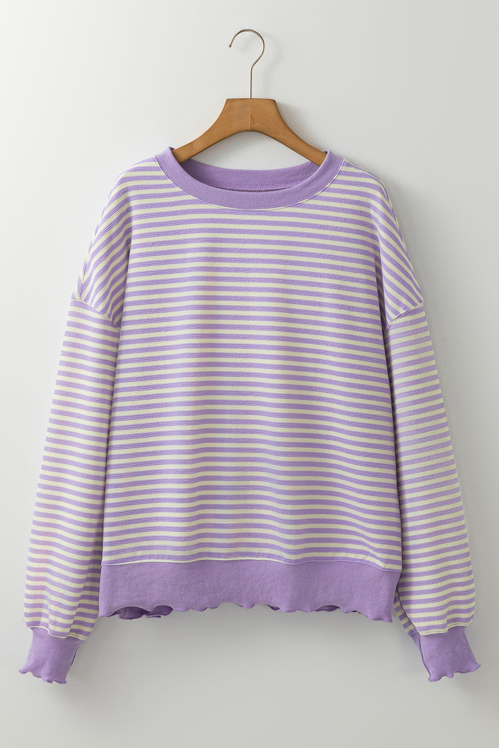 Green Stripe Drop Shoulder Long Sleeve Top