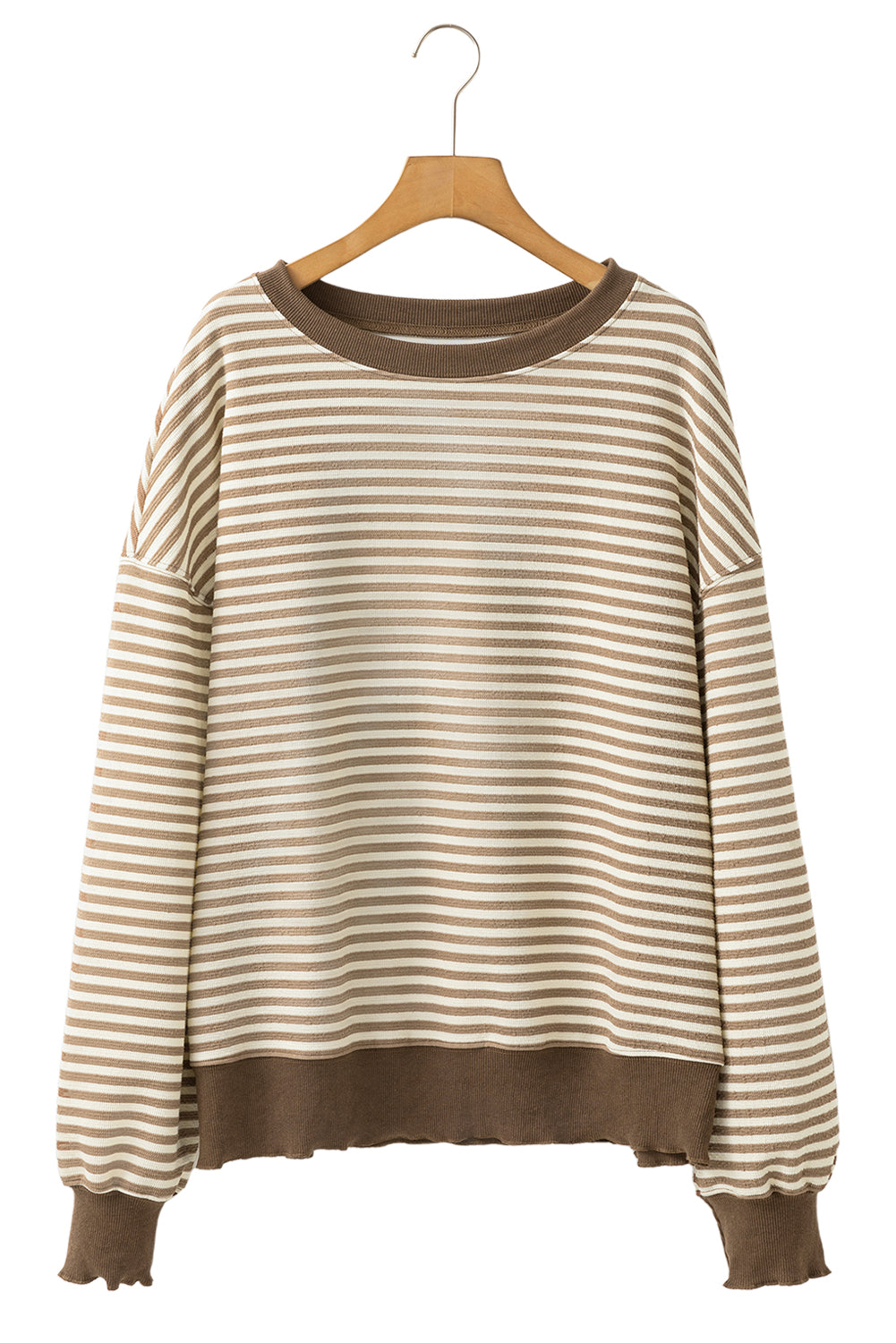 Green Stripe Drop Shoulder Long Sleeve Top