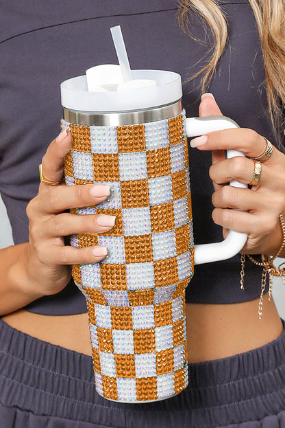 Ginger 40oz Rhinestone Checkered Tumbler Cup