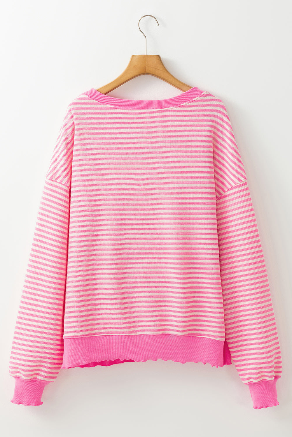 Green Stripe Drop Shoulder Long Sleeve Top