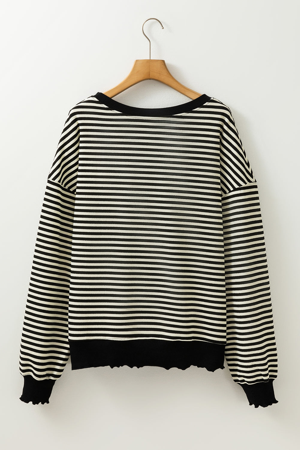 Green Stripe Drop Shoulder Long Sleeve Top