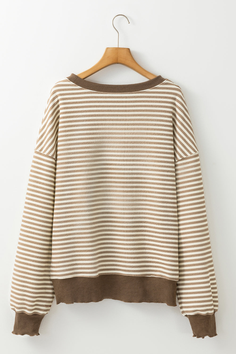 Green Stripe Drop Shoulder Long Sleeve Top